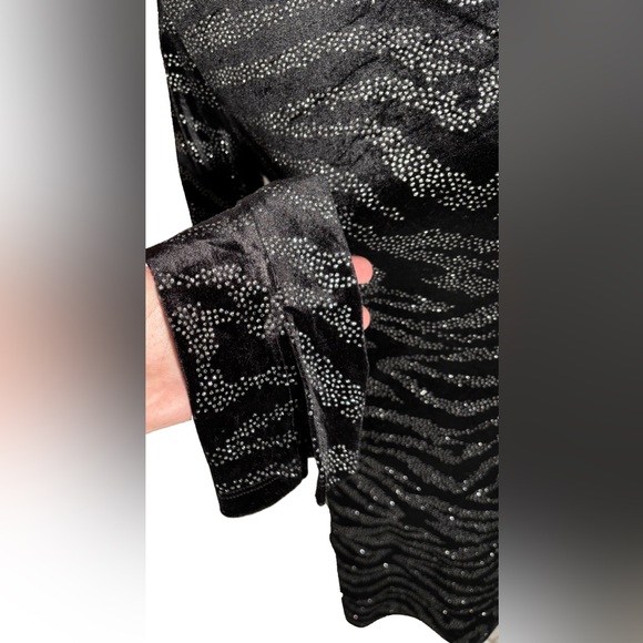 Divided H&M S Black & Silver Velour & Sparkle Long Sleeve Dress - Picture 3 of 9